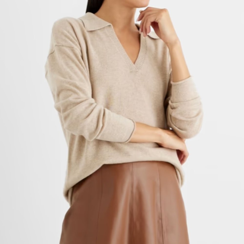 IRIS & INK Jessica mélange cashmere and wool-blend sweater